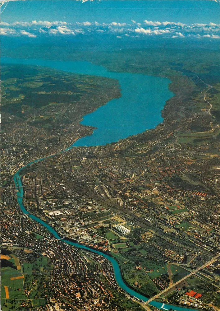 Zürich und der See — Luftaufnahme — Verlag Beringer & Pampaluchi, Zürich - Vorderseite