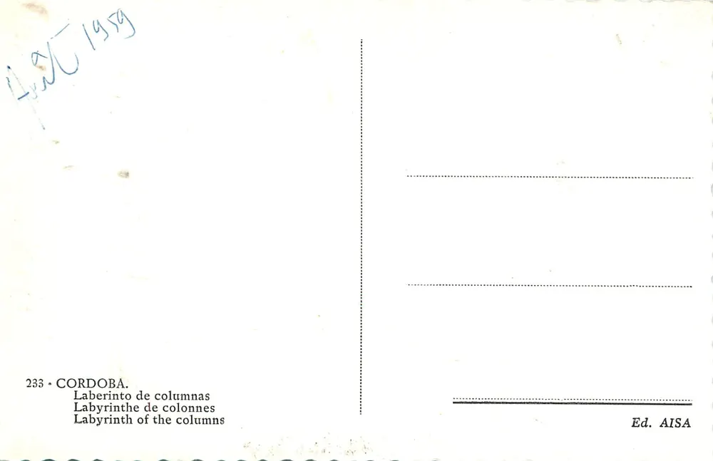 Mesquita de Córdova — Labirinto de colunas — Ed. AISA n°233 - Verso