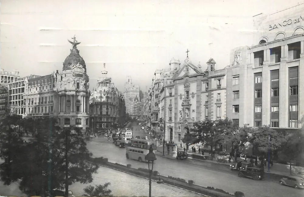 Madrid — Straße mit Banco de Vizcaya — Verlag 'El Fénix' n°72 - Vorderseite