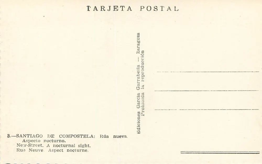 Santiago de Compostela — New Street — Night View — García Garrabella Editions - Back