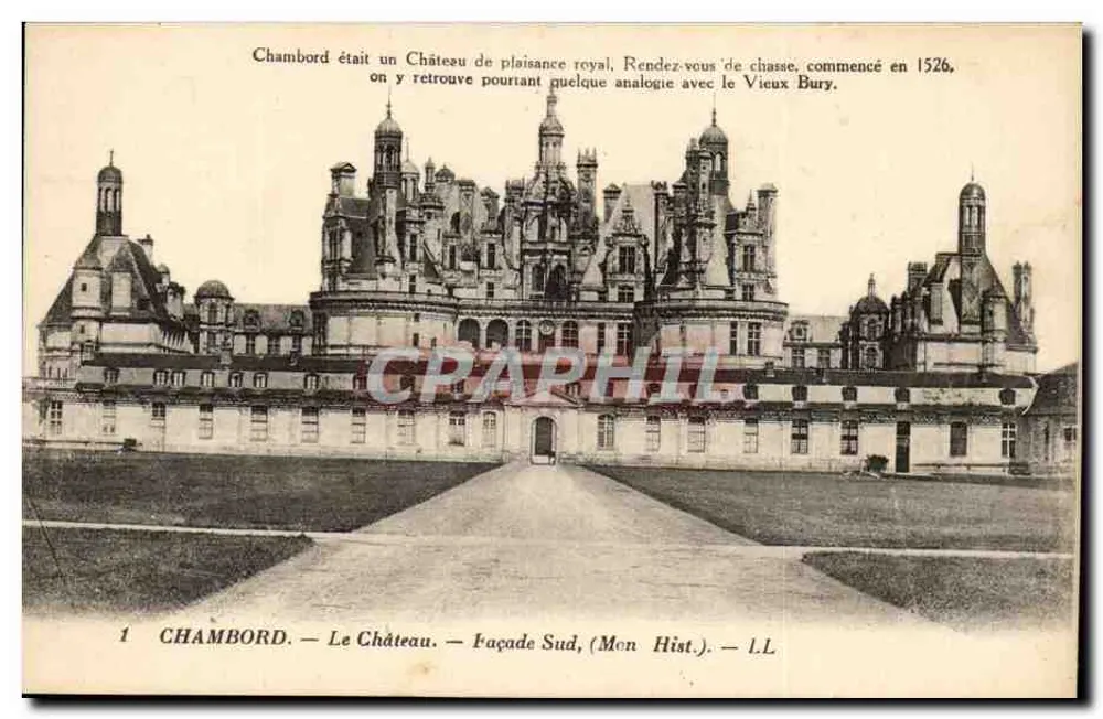 Chambord — O Castelo — Fachada Sul (Minha História) — I.L. - Frente