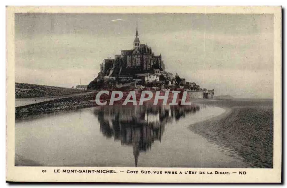 Mont-Saint-Michel — Südseite, Ansicht vom Osten der Damm — CPHAPHIL n°81 - Vorderseite