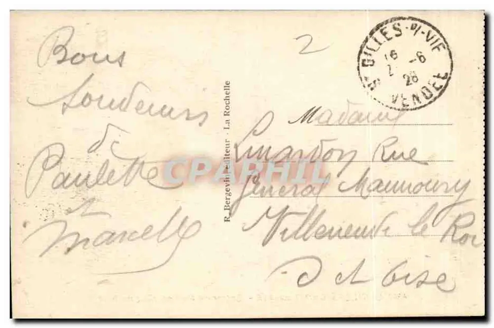 St-Gilles-Croix-de-Vie — Eingang zum Hafen bei Mondlicht — R. Bergeville, Verlag, Nr. 6307 - Rückseite