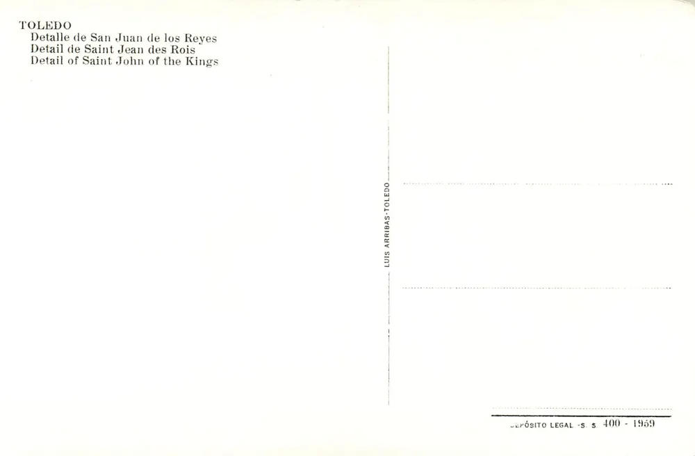 Toledo — Detalle de San Juan de los Reyes — Luis Arrribas - Reverso