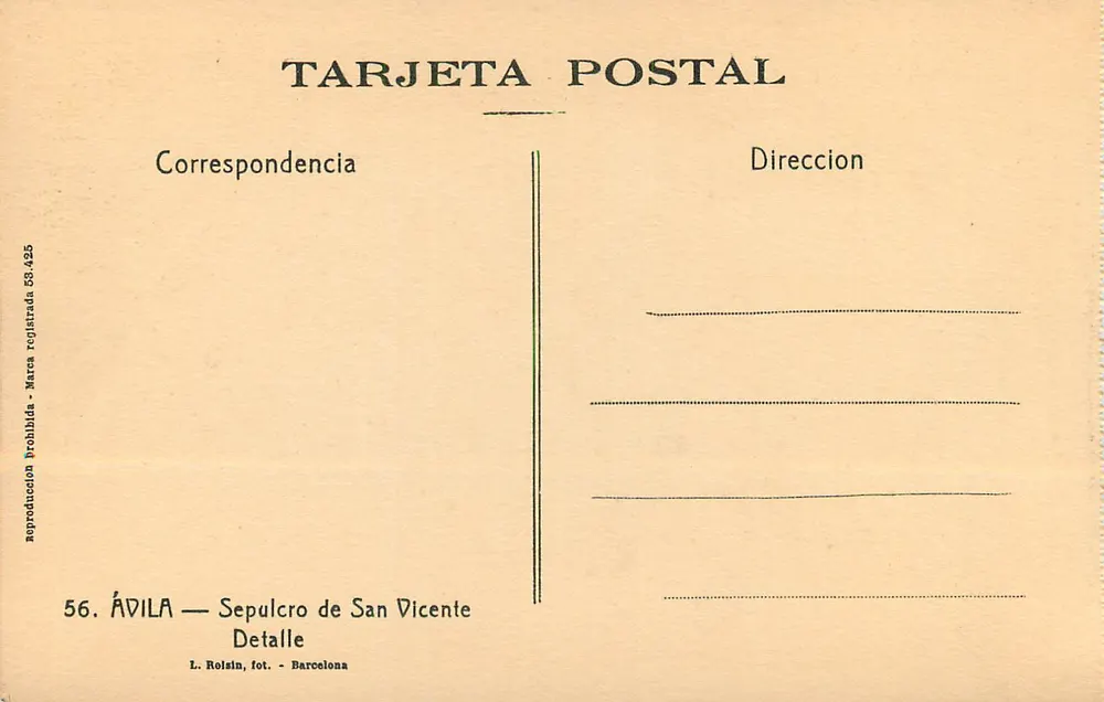 Ávila — Grabmal von San Vicente — L. Rolsin, fot. - Barcelona - Rückseite