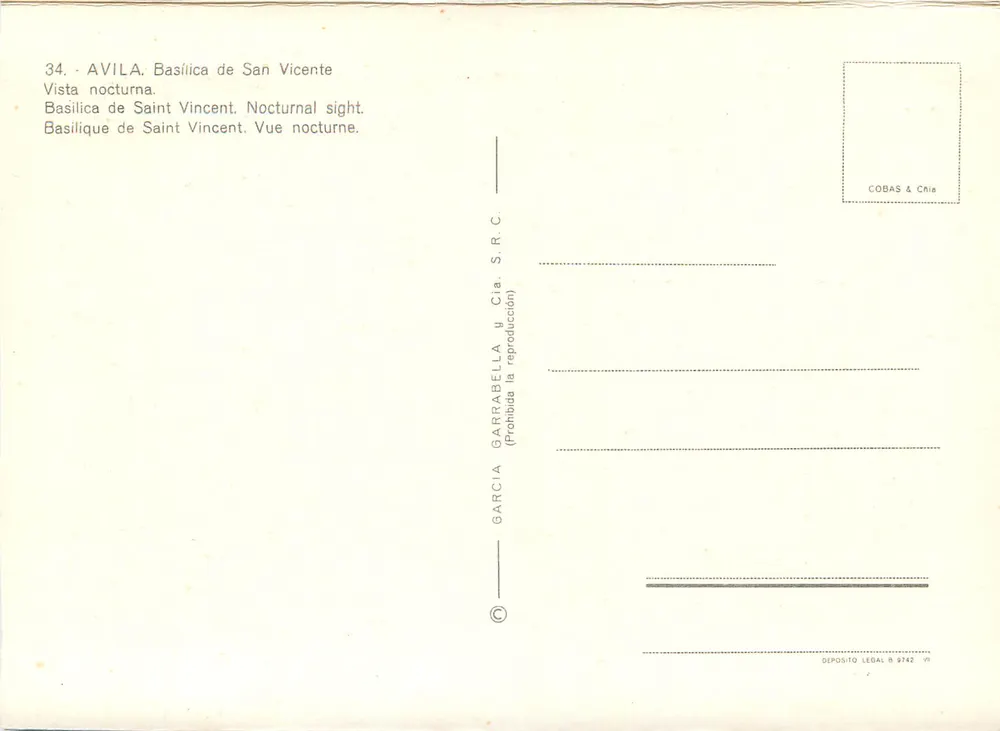 Ávila - Basiliek van San Vicente — nachtgezicht — Garcia Garrabella & Cia. S.R.C. n°34 - Achterkant