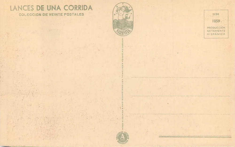 Paseillo — corrida de touros — Sirenta, série 1059 - Verso