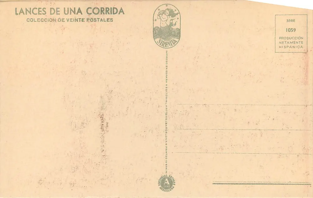 Farol de Rodillas — cena de touro — Lucee, série 1059 - Verso