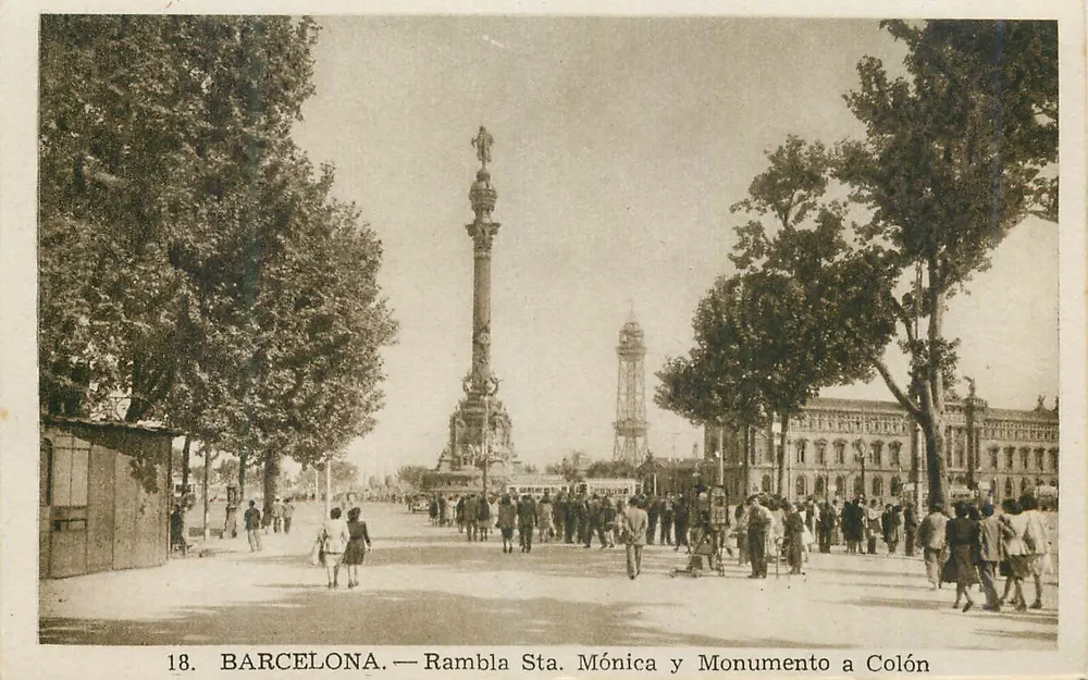 Barcelona — Rambla Sta. Mònica y Monumento a Colón — L. Roisin, fot. - Barcelona - Vorderseite