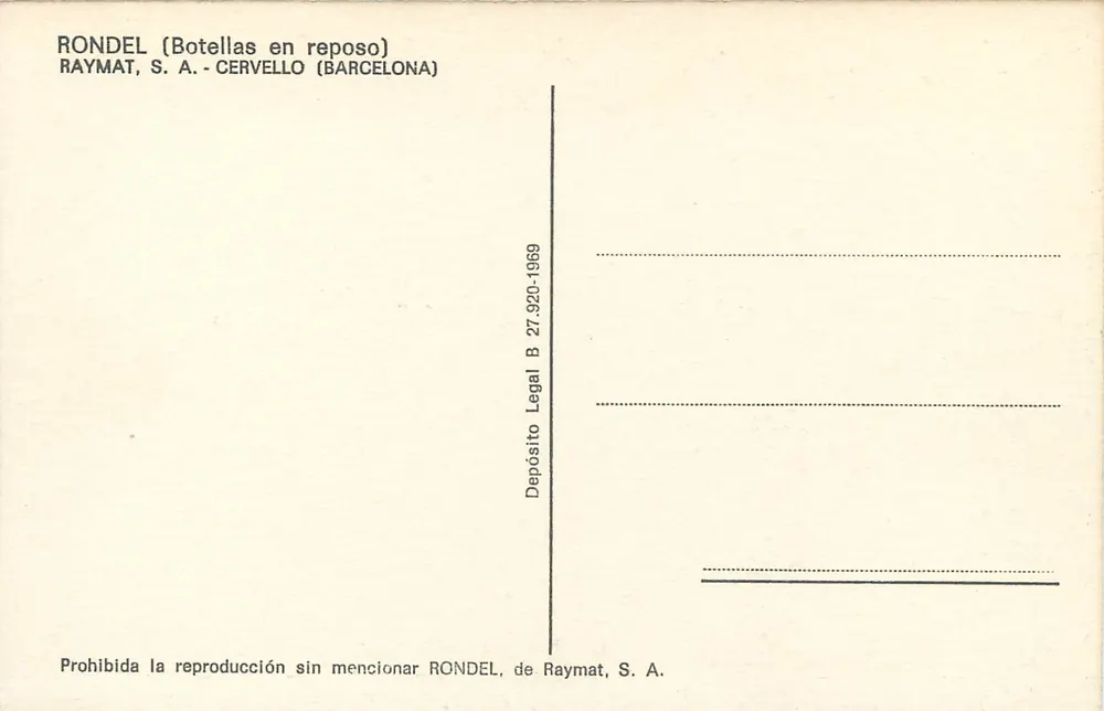 Weinkeller — Rondel (Botellas en reposo) — Raymat, S.A. - Cervello (Barcelona) - Rückseite