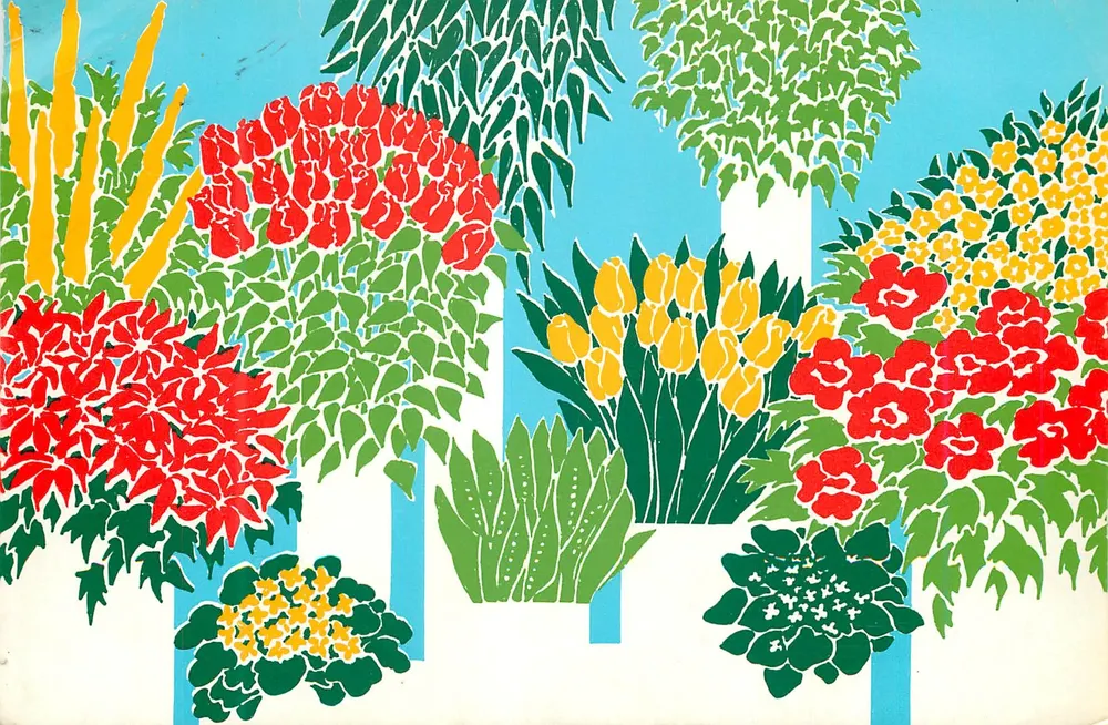 Farbenfroher Garten — stilisierte Illustration — Blomsterbuketter 91 - Vorderseite