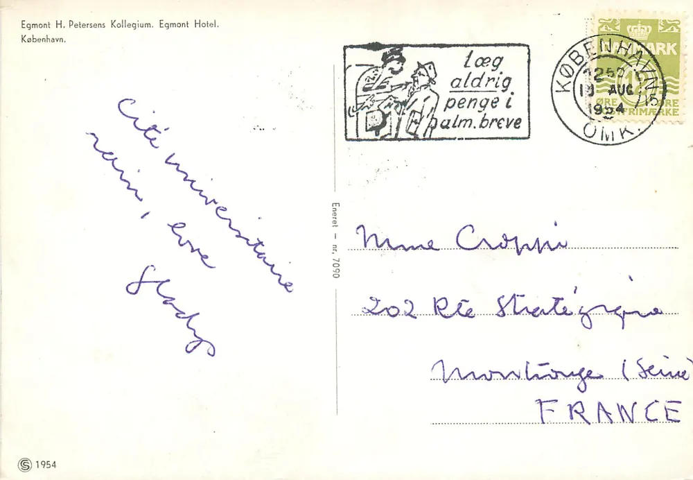 Innenraum in Kopenhagen — Tøjhus Museum und Radsund — Verlag Egmont Hotel, 1954 - Rückseite