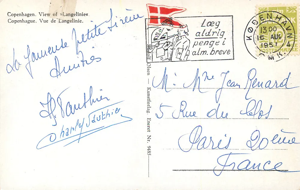 A Pequena Sereia — vista da Langeline — editada por Hanley Duthier, n° 9485 - Verso