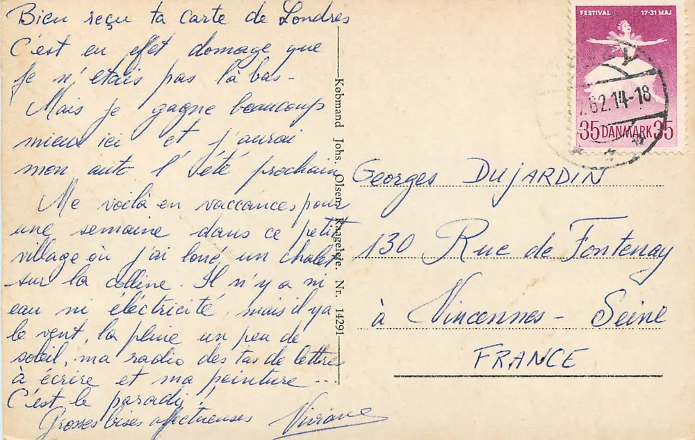 Raagoleje — village côtier — éditeur Kohmand Johs. Olsen, N° 14291 - Verso