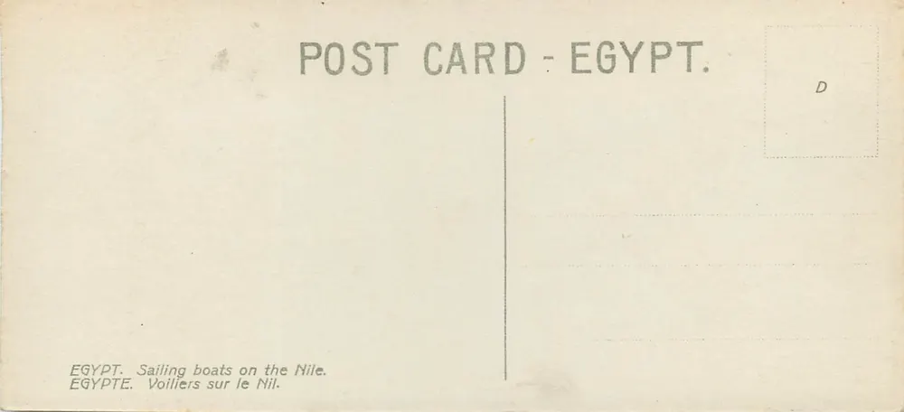 Embarcações a vela no Nilo — Egito — carta postal - Verso