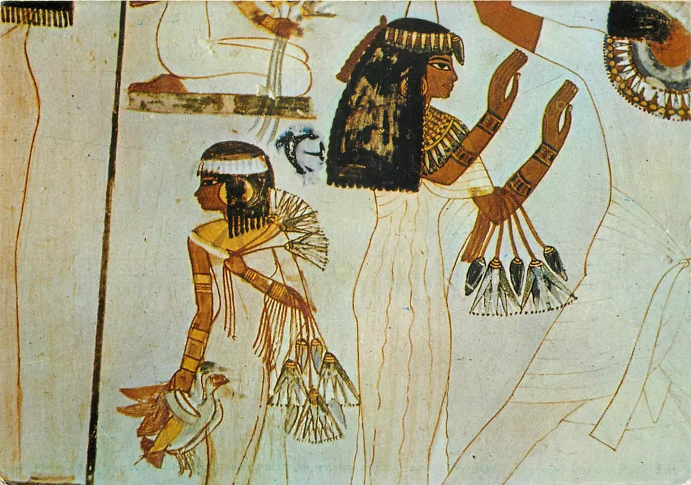 Ehefrau und Tochter von Menna beim Vogelschießen — U.A.R. Ägypten, Verlag Lehner & Landrock, Nr. 6 - Vorderseite