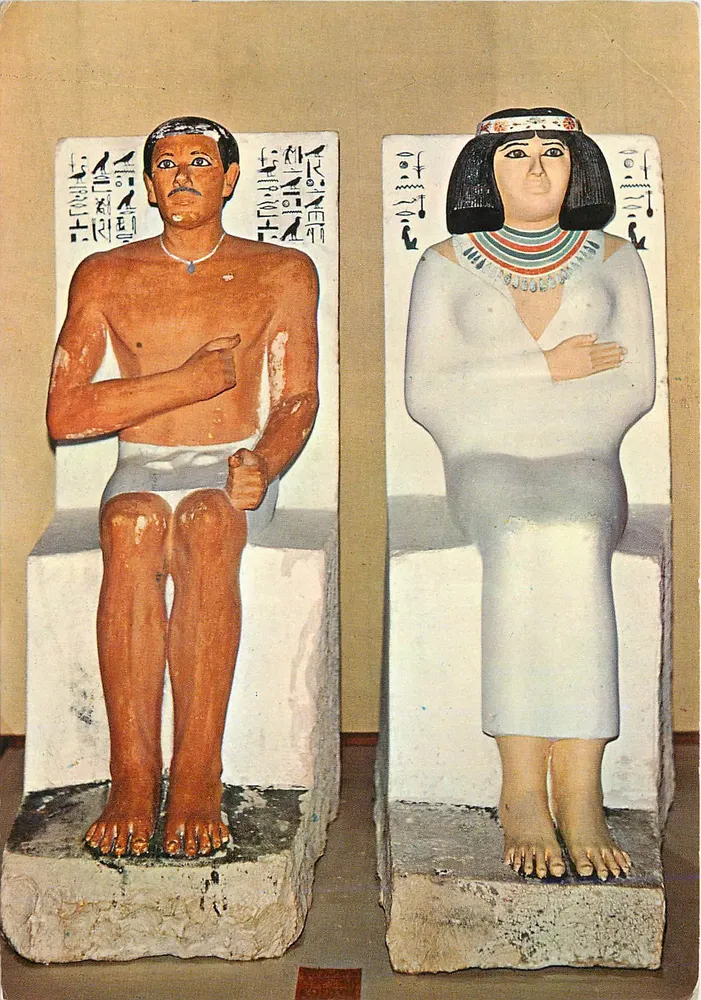 Gepaarte Statuen des Prinzen Rahotep und der Prinzessin Nofert — 2720 v. Chr. — K. Lambelet & Co., Kairo, Nr. 513 - Vorderseite