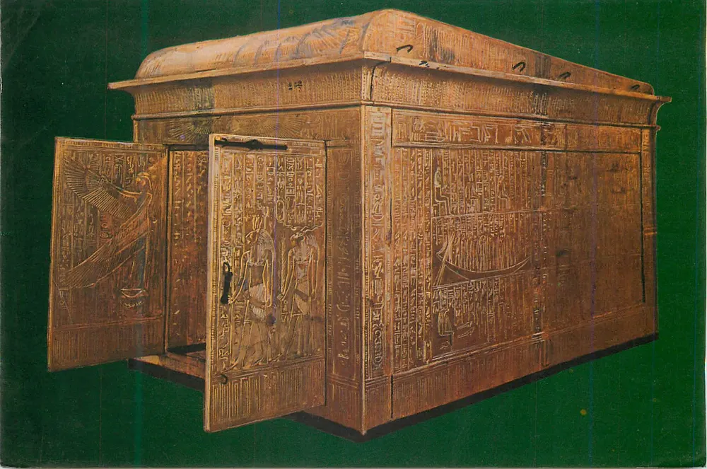 Der zweite vergoldete Holzaltar von Tutankhamun — Schätze von Tutankhamun — Verlag Lehner & Landrock & Co. Nr. 326 - Vorderseite