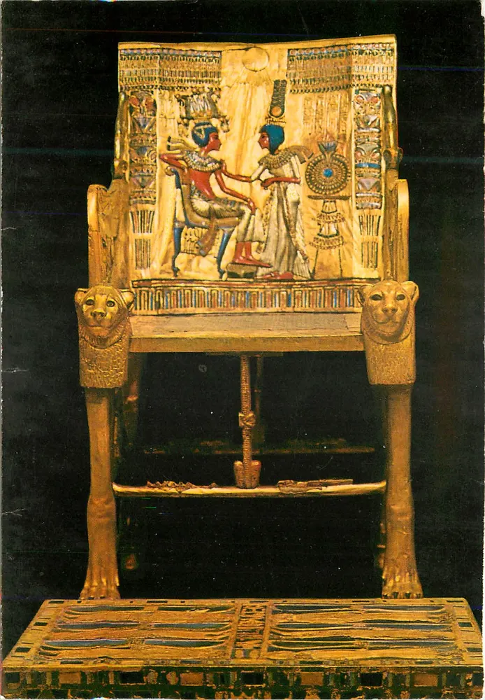 Goldener Thron des Königs — Tutankhamun — Verlag Lehner & Landrock, Nr. 92 - Vorderseite