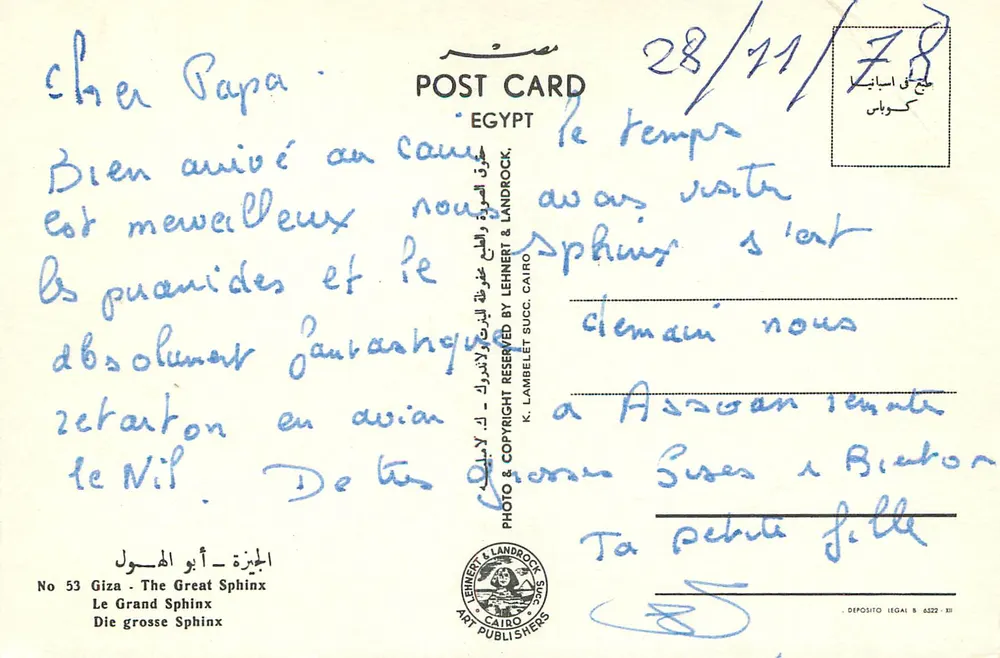 O Grande Esfinge — Gizé — editor K. Lambelet & Landrock, n° 53 - Verso