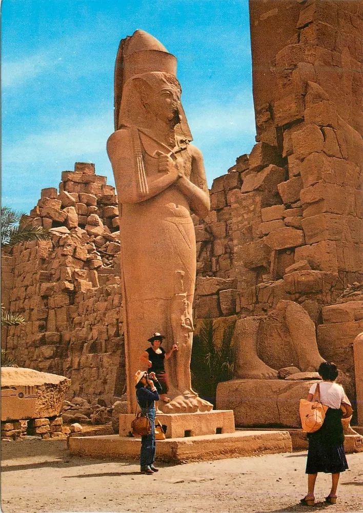 Luxor — Statue des Pharaos Pinutem und seiner Frau — Ausgabe der ägyptischen Kartenpostkarten-Gesellschaft - Vorderseite