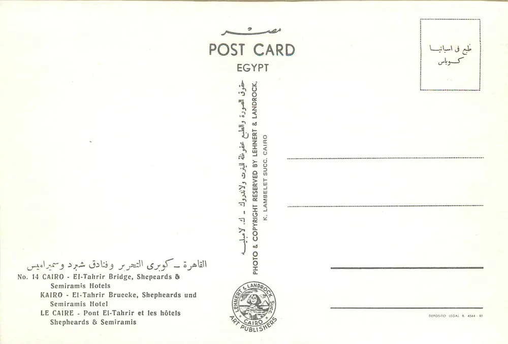 Pont El-Tahrir — Le Caire — Verleger Lehnert & Landrock - Rückseite