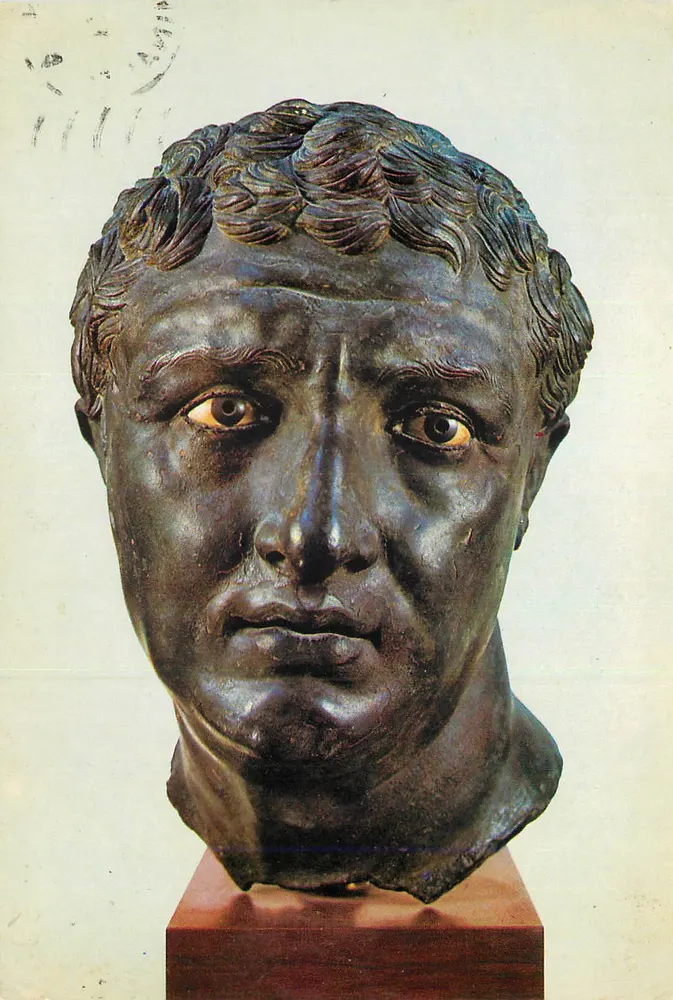 Bronzenes Portrait — Porträt eines Mannes, Anfang des 1. Jahrhunderts v. Chr., aus Delos — Ausgabe E. ZAFERIS - Vorderseite