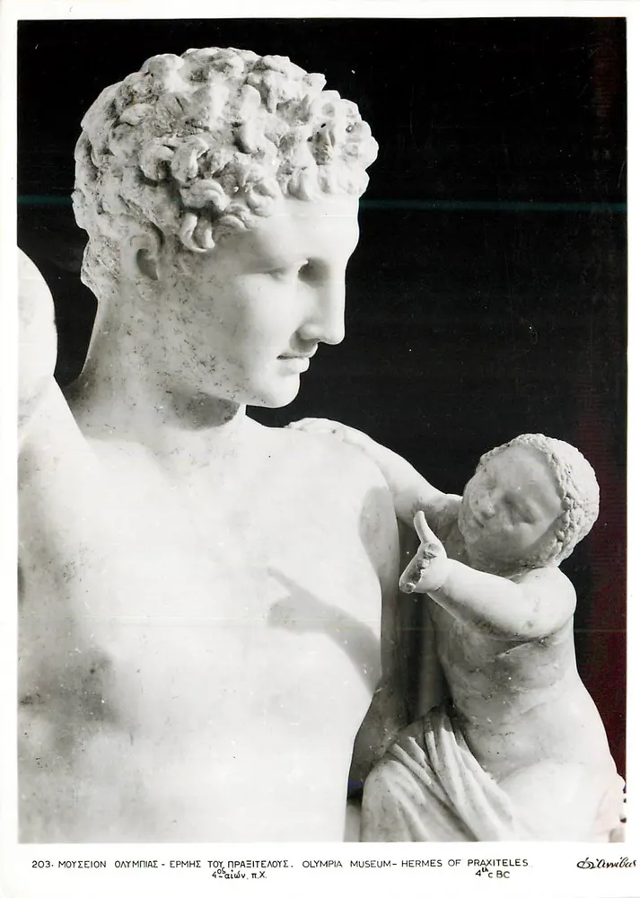 Hermes von Praxiteles — Museum von Olympia — 4. Jahrhundert v. Chr. — Verlag Damilus, Nr. 203 - Vorderseite