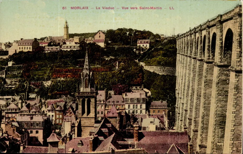 Morlaix — El Viaducto — Vista hacia Saint-Martin — LL - Anverso