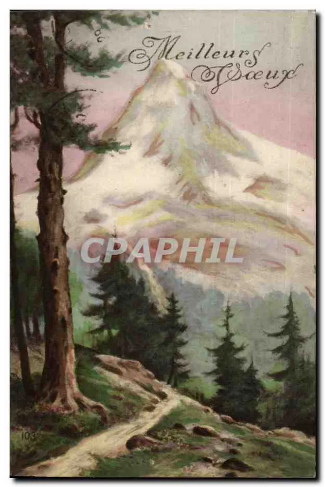 Schneeberg — Ansicht einer Berglandschaft mit Weg und Tannen — Verlag Luxographie, Nr. 109 - Vorderseite