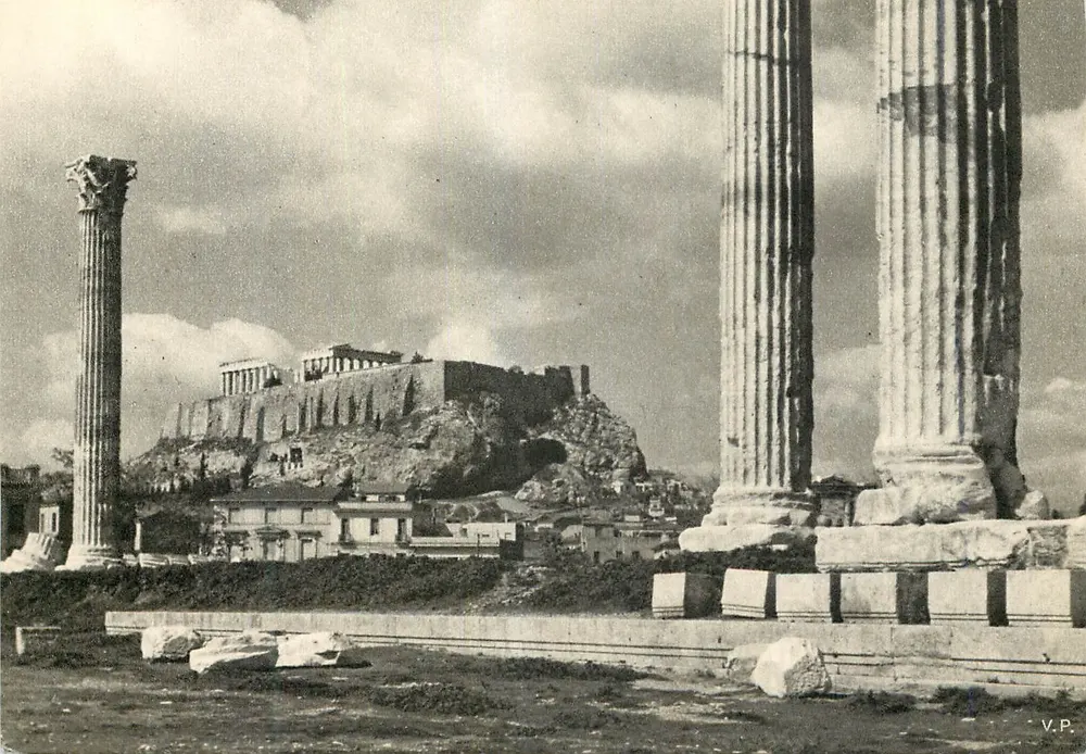 Athens - Ansicht der Akropolis vom Tempel des Zeus — V.P. - Vorderseite