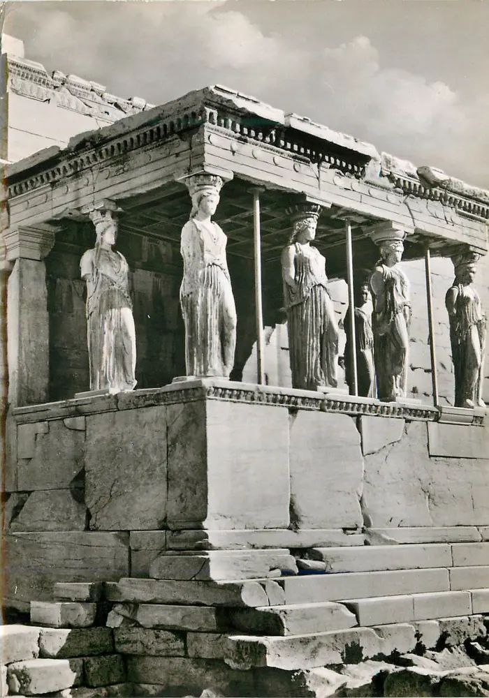 Athen: Der Südflügel des Erechtheions (Die Karyatiden) — Verlag ELLY ATHENASOPHOTEC - Vorderseite