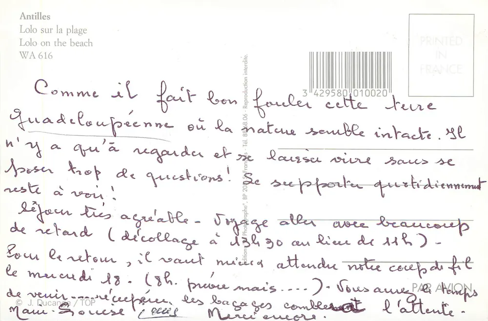 Mercato dei frutti — Guadeloupe — editore J. Ducanee / TOP - Verso
