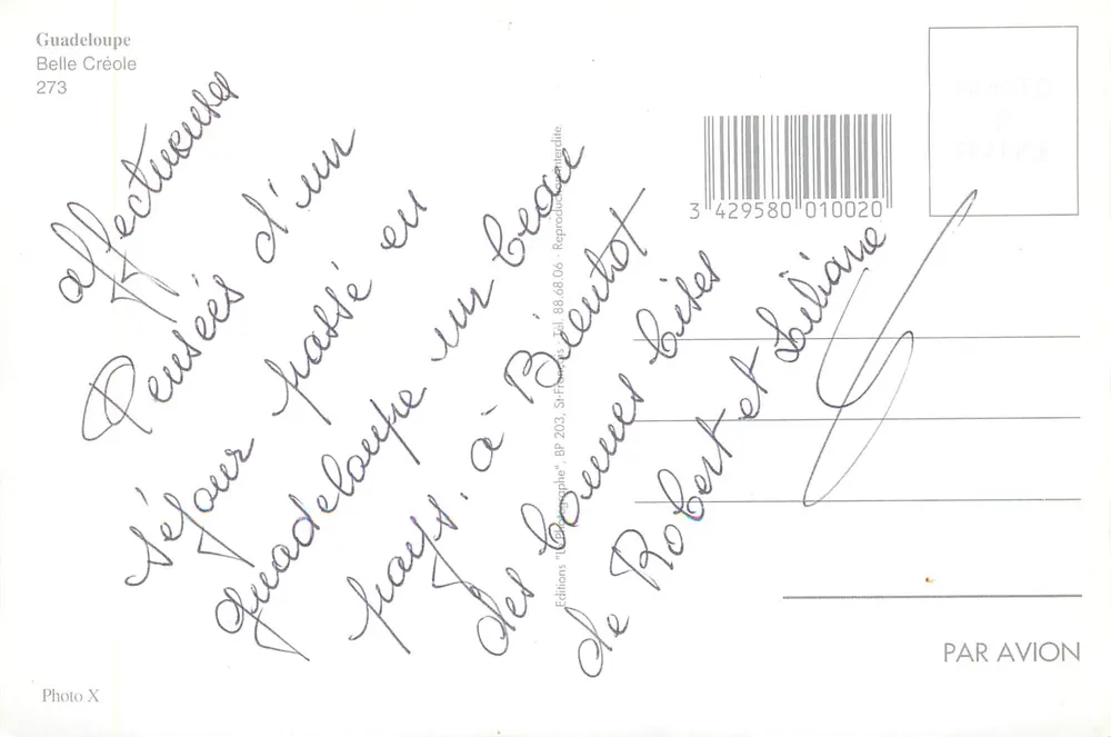 पारंपरिक वस्त्र में महिला - गुआडेलूप - बेल क्रीओल प्रकाशन, संख्या 273 - पीछे