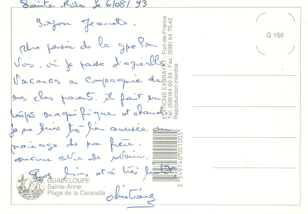 Guadeloupe, Sainte-Anne — Strände der Caravelle — Editions Exbrayat - Rückseite
