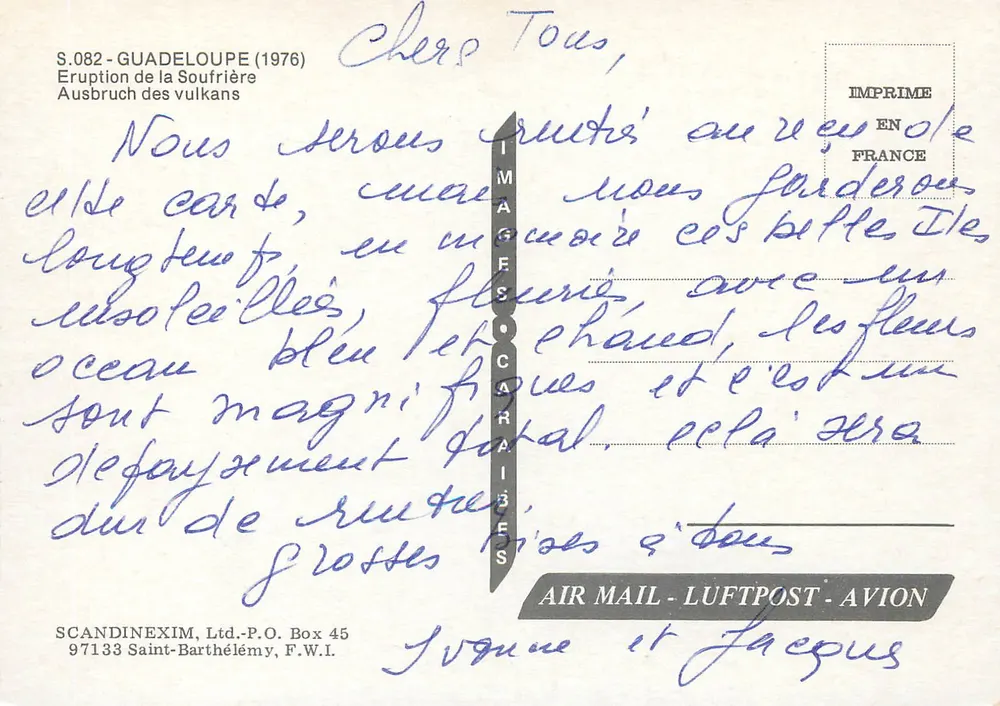 Ausbruch der Soufrière — Guadeloupe (1976) — SCANDINEXIM, Ltd. - S.082 - Rückseite