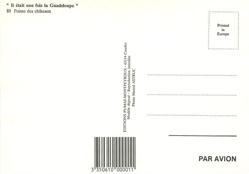 Punkt der Schlösser — Guadeloupe — Editions Pumas-Montpeyroux - Rückseite