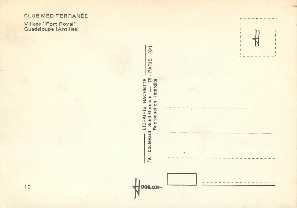 Club Méditerranée — Vila 'Fort Royal' — Guadalupe (Antilhas) - Verso