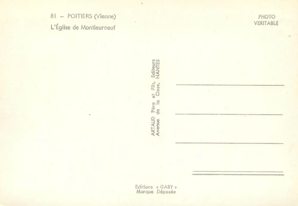 Kirche von Montieurneuf — Poitiers (Vienne) — Éditions Gaby - Rückseite