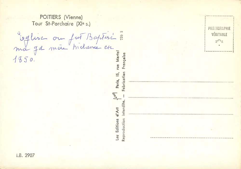 Tour St-Porchaire — Poitiers (Vienne) — Yvon - Rückseite