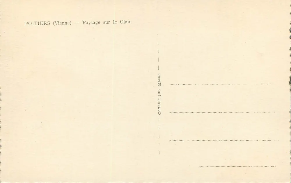 Poitiers (Vienne) — Paisagem sobre o Clain — Combier Imp. Macon - Verso