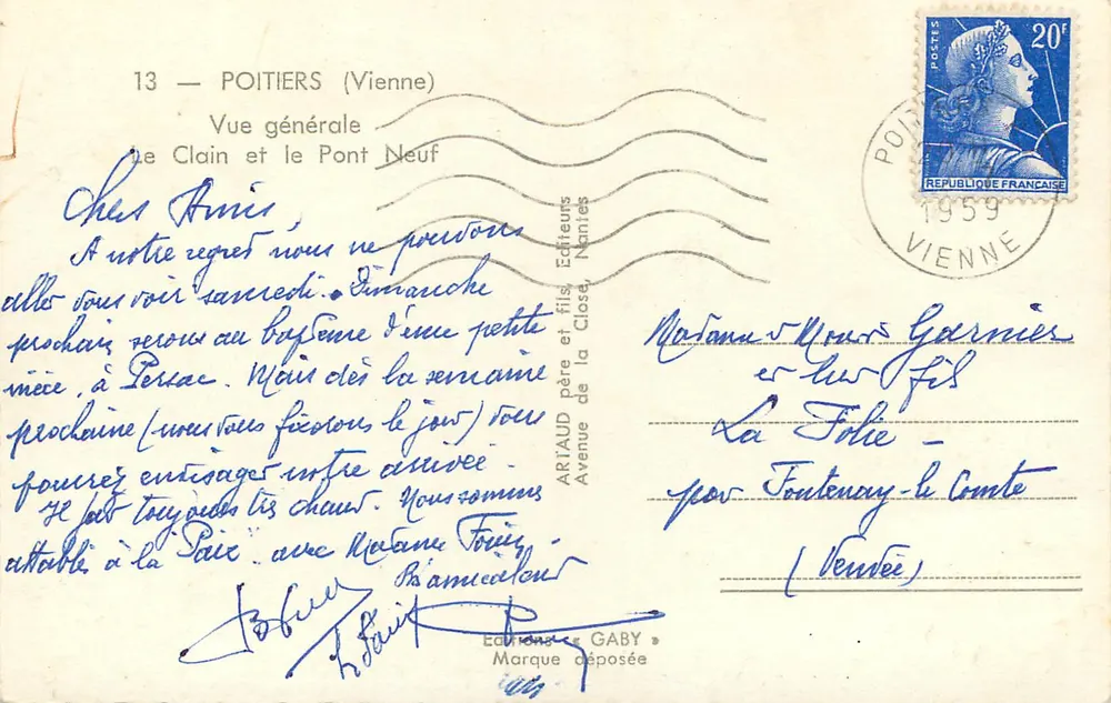 Allgemeiner Blick auf Poitiers — Le Clain und der Pont Neuf — Gaby - Rückseite