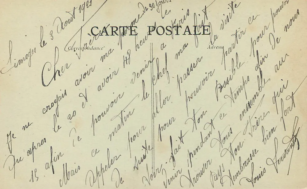 Limoges - O Hôtel-de-Ville — editor desconhecido, n° 210 - Verso