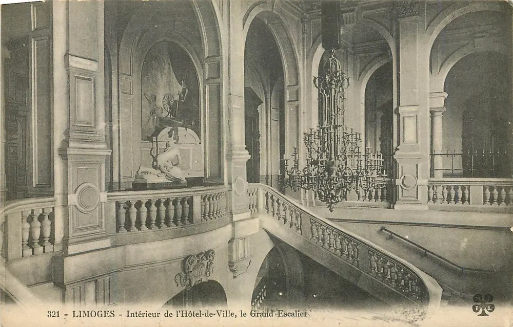 Limoges — Innenansicht des Rathauses, die Große Treppe — Verleger T.P.C. n° 321 - Vorderseite