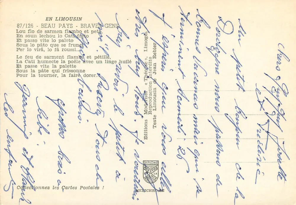 Famiglia vicino al camino — Limousin — Edizioni moderne « Théodic » - Verso
