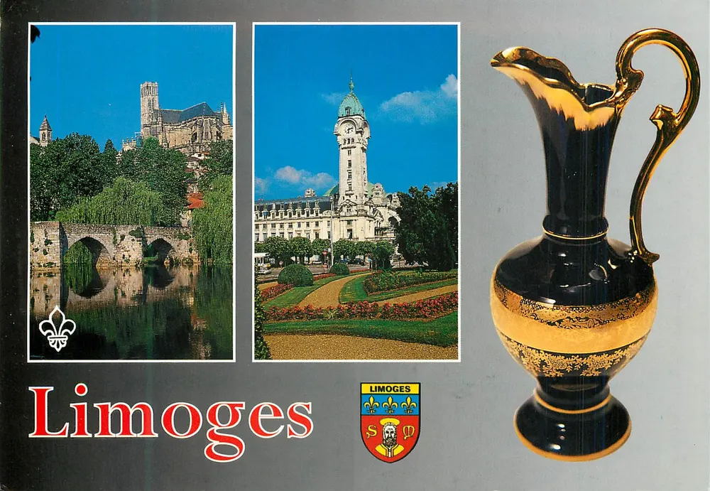 Limoges — Brücke und Kathedrale Saint-Étienne, die Benediktinerbahnstation, Porzellan — Éditions du Lys - Vorderseite