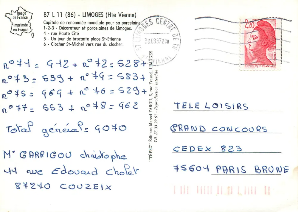 Limoges — Porzellan und Stadt — Éditions TEPEC - Rückseite