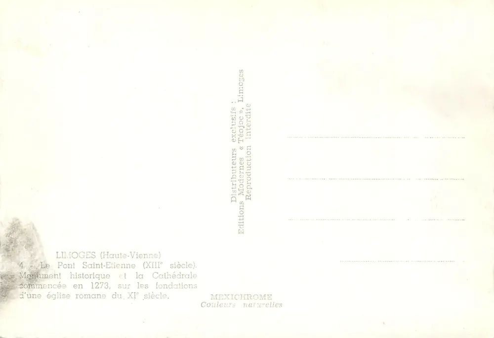 Limoges (Haute-Vienne) — Der Pont Saint-Etienne und die Kathedrale — Editions IRIS - Rückseite