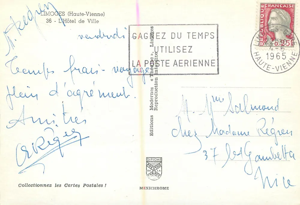 Limoges (Haute-Vienne) — Rathaus — Éditions Diplôme - Rückseite