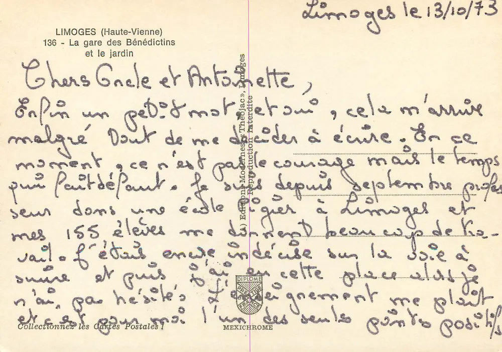 Limoges — Die Station der Benediktiner und der Garten — Éditions Modernes Thédiac - Rückseite